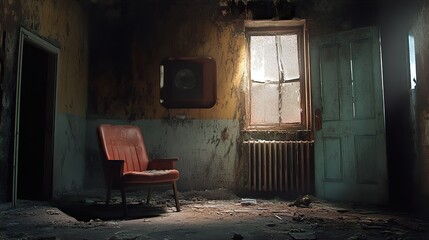 Wall Mural - Abandoned Room: Exploring the haunting beauty of decay and desolation in a forgotten place