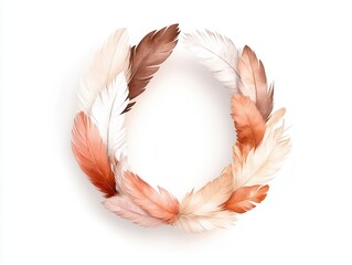 Poster - A delicate wreath made of soft, varying shades of feathers, creating a whimsical and natural decorative piece.