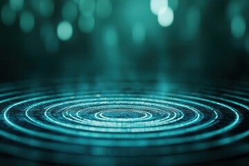 Poster - A serene close-up image of rippling water, showcasing circular waves against a blurred turquoise backdrop.
