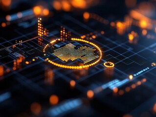 Poster - A digital representation of cryptocurrency data, featuring glowing graphs and patterns on a dark background.
