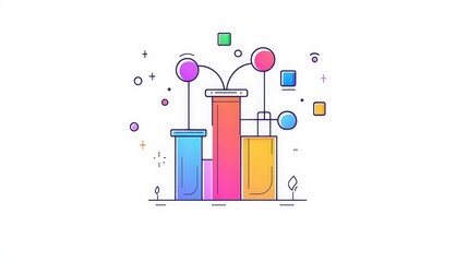 Poster - Colorful Abstract Design with Shapes and Bottles in Flat Style