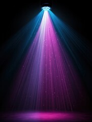 Poster - A vibrant beam of light in shades of blue and pink creates a striking visual effect against a dark backdrop.