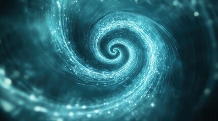Poster - A mesmerizing swirl of teal lights creates a dynamic vortex, evoking a sense of depth and infinite motion.
