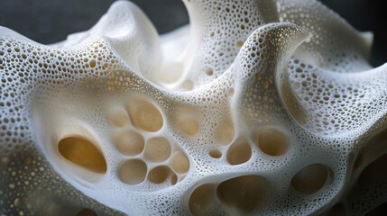 Wall Mural - abstract cellular structure: intricate porous texture in beige and white