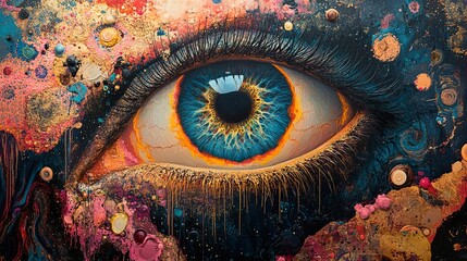 Wall Mural - Cosmic Eye: A Psychedelic Journey into the Soul