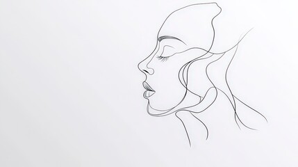 Poster - Elegant Line Art Representation of a Female Profile in Minimalist Style