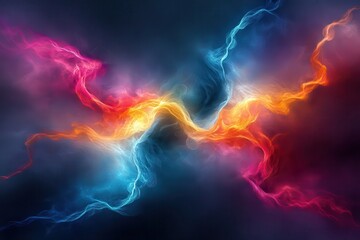 Aufkleber - A vivid display of swirling colors, showcasing electric blue, fiery orange, and vibrant pink against a dark, cosmic backdrop.