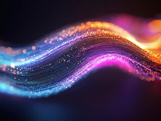 Poster - A vibrant, abstract wave of colorful lights and particles, creating a dynamic and energetic visual effect.
