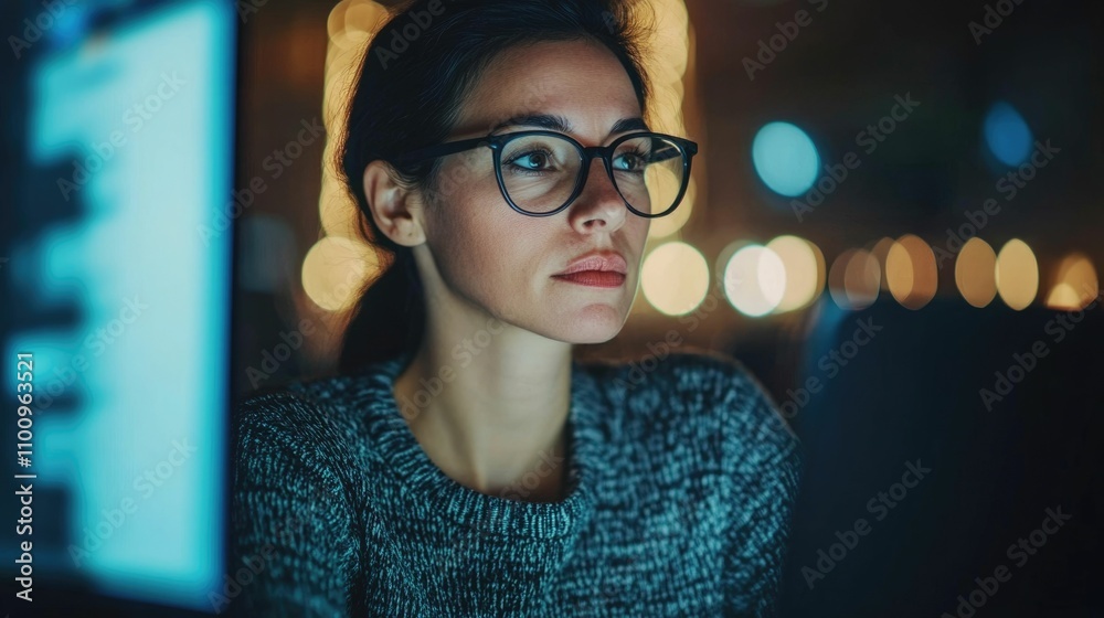 Confident female app developer coding with focus on user centric UIUX ...