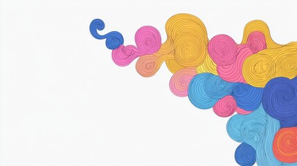 Poster - Colorful Swirling Patterns in Vibrant Hues on White Background