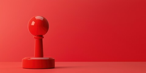 Poster - A bright red game piece stands on a matching red background, showcasing a simple, minimalist design.