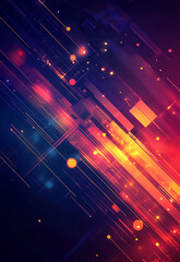 Poster - Abstract web of technology nodes and glowing pathways in a vibrant digital environment Futuristic abstract technology background with dynamic lines and digital wave patterns for innovation 