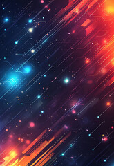 Poster - Abstract web of technology nodes and glowing pathways in a vibrant digital environment Futuristic abstract technology background with dynamic lines and digital wave patterns for innovation 