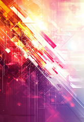 Poster - Abstract web of technology nodes and glowing pathways in a vibrant digital environment Futuristic abstract technology background with dynamic lines and digital wave patterns for innovation 