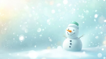 Sticker - Little snowman in the blurred snow background banner