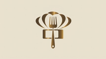 Poster - a minimalist chef logo with a hat and fork design.