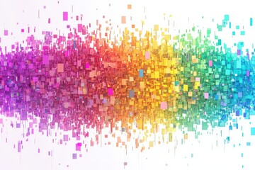 Poster - A vibrant digital mosaic of pixelated rainbow colors transitioning seamlessly from one hue to another