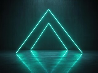 Poster - A striking neon-lit triangular arrangement on a reflective surface, creating a modern and futuristic ambiance.