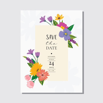 floral card  template set, poster, cover, label, banner, background, draw design vector decorative graphic design illustration for your design	