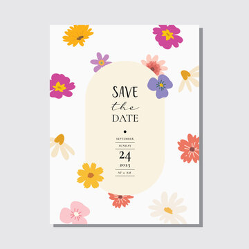 floral card  template set, poster, cover, label, banner, background, draw design vector decorative graphic design illustration for your design	