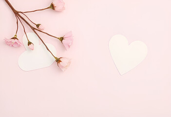 Poster - pastel colors notes in light pastel shades, cœur, aimer, valentin, rose, carte, jour, illustpa