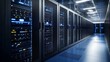 © Chayanan - Contemporary Server Room Illuminated by Blue Lights, Ideal for Tech and Data Center Themes