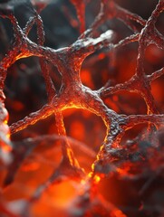 Poster - Human brain, neuron network development concept - very detailed hi-tech texture or background, medical 3D illustration