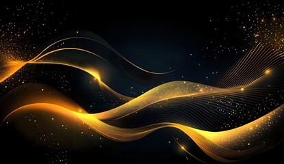 Poster - Golden Waves Abstract Background: A Luxurious and Elegant Design