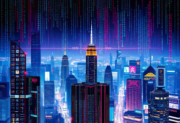 Poster - people illustration (90), nuit, ville, bâtiment, architecture, affaires, horizon, urbain, gr
