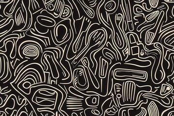 Aufkleber - A complex abstract pattern featuring intertwining lines on a dark background, creating a sense of depth and movement.