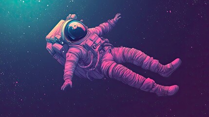 Wall Mural - astronaut floating in space among distant stars