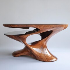 Canvas Print - Sculptural Modern Wood Table: Organic Design