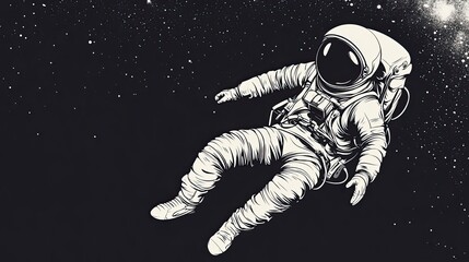 Wall Mural - astronaut floating through space amongst stars