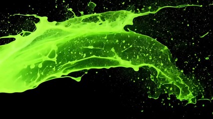 Poster - Green liquid is making a splash against a black background. Film overlay effect, motion elements, video effects