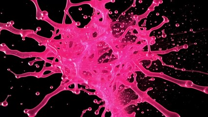 Poster - Pink liquid is exploding against a black background. Film overlay effect, motion elements, video effects