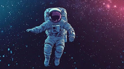 Wall Mural - astronaut floats in space among distant stars