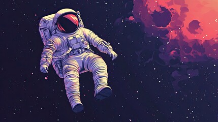 Wall Mural - astronaut floating in space near nebula