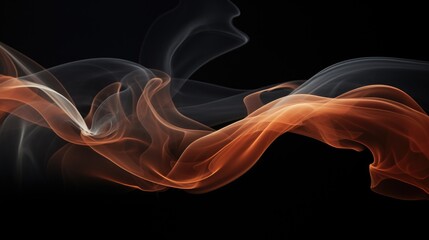 Aufkleber - Colorful abstract smoke waves gracefully swirling against a deep black backdrop creating a sense of motion and elegance in digital art design