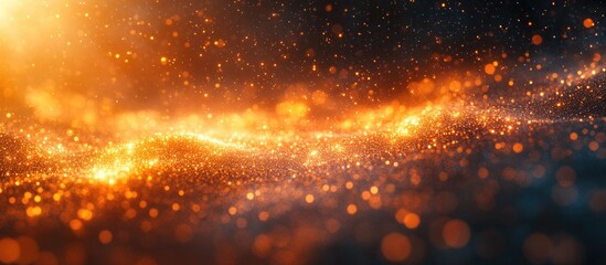 Aufkleber - Abstract golden particles creating a shimmering backdrop with bokeh effects for modern design and creative projects