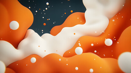 Poster - A vibrant abstract design featuring flowing orange and white shapes against a dark background, creating a dynamic and modern visual effect