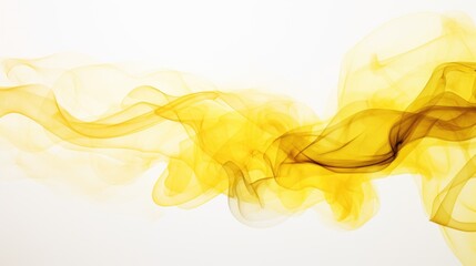 Aufkleber - Elegant flowing yellow smoke on a white background creating an abstract artistic design for branding or creative projects