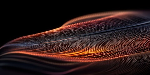 Aufkleber - A close-up of a feather showcasing intricate details and vibrant colors against a dark background.