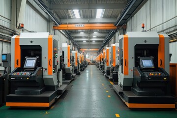 Aufkleber - Modern cnc machines standing in automated factory workshop