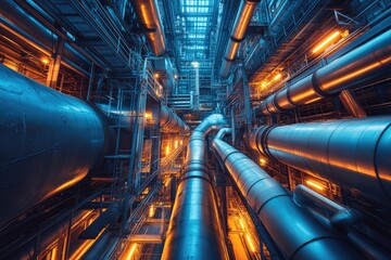 Aufkleber - industrial pipes system delivering power and resources in modern facility