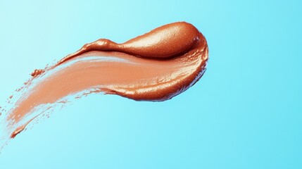 Poster - Shiny Copper Lipstick Stroke on Pastel Background