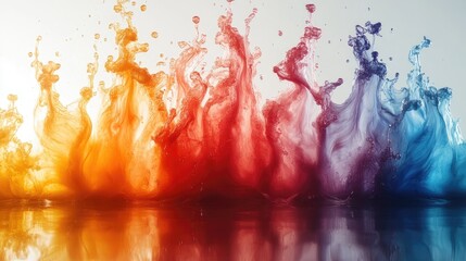 Poster - Multicolored Ink Splash in Water Blending Vibrant Liquid Dyes Creates Abstract Artistic Background for Creative Designs