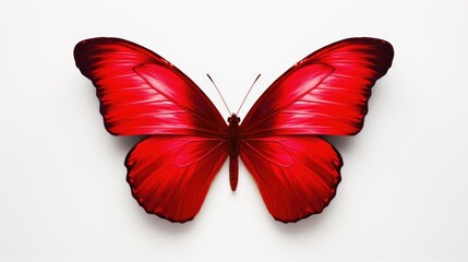 Wall Mural - vibrant red butterfly specimen isolated on a clean white background showcasing intricate wing detail