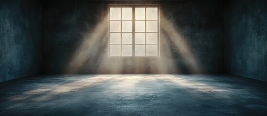 Poster - Interior design concept featuring a sunlit room with gypsum board walls and a window casting light, ideal for surface finishing applications.