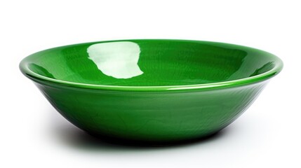 Poster - Vibrant green ceramic bowl beautifully isolated against a clean white background showcasing its glossy finish and elegant shape