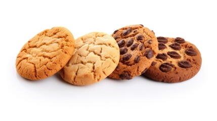 Aufkleber - Assorted cookies arranged on a white background showcasing various textures and flavors in a closeup shot